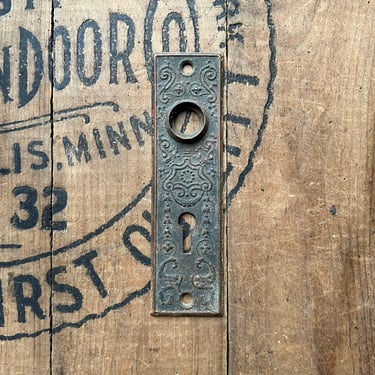 Salvaged Victorian Pressed Brass Door Plate 
