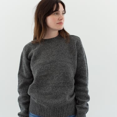 Vintage Grey Wool Crew Neck Sweater | Unisex Jockey 100% Shetland Wool | M | 