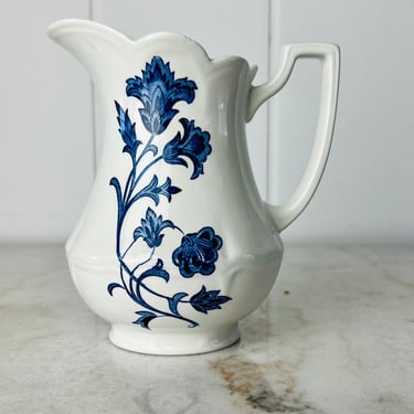 Vintage Windsong Ironstone Pitcher by J &G Meakin Royal Staffordshire 1950s blue white transferware jug for flowers farmhouse decor 1950s 