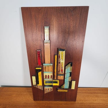 Mid Century Harris Strong Cityscape Tile Art 