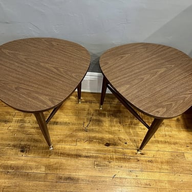 Mid Century Pair of Guitar Pick Side Tables