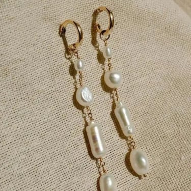 Pearl Drop Hoop Earrings