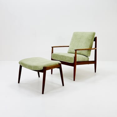 Mid century Longue armchair & ottoman by Grete Jalk for France and Son, 1960s Denmark 