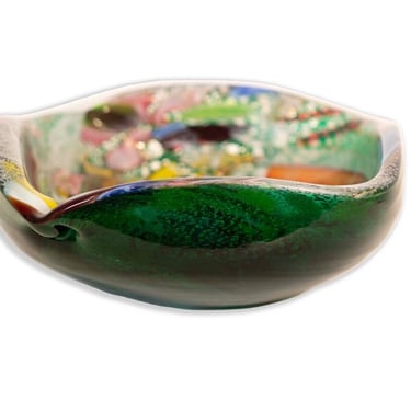Dino Martens Tutti Frutti Modern Murano Glass Candy Dish with Green Base 
