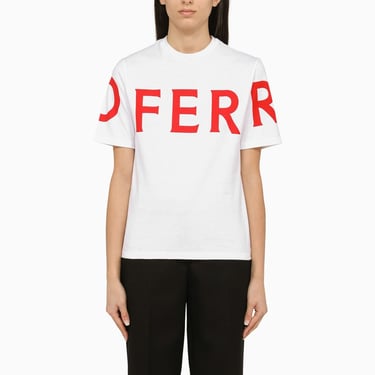 Ferragamo White Crew-Neck T-Shirt With Logo Women