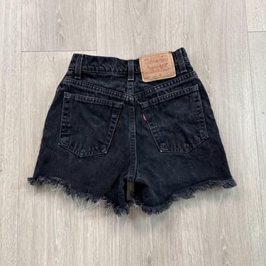 Levi's 512 Black Denim Cut Off Vintage Jean Shorts / Size 23 