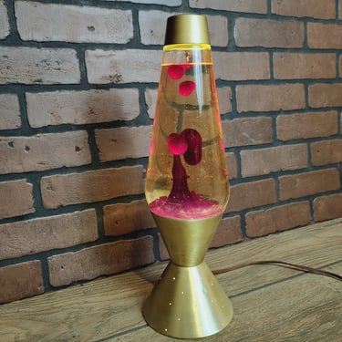 Groovy Mod Starlight Gold Lava Lamp with Red and Clear Lava 