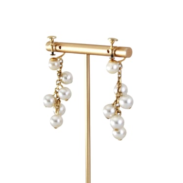 1940s/50s Gold & Pearl Dangle Earrings - 1940s Pearl Earrings - 1950s Pearl Dangle Earrings - 40s Screwback Earrings - 50s Cocktail Earrings 
