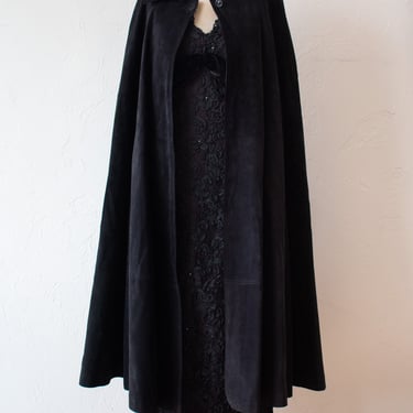 Vintage Furs Ettex Insulated Black Suede Cape M/L