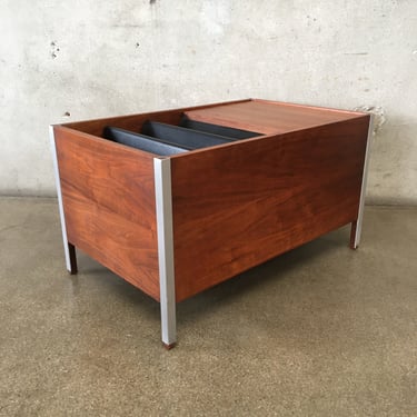 Mid Century Walnut End Table With Magazine / LP Storage - HOLD