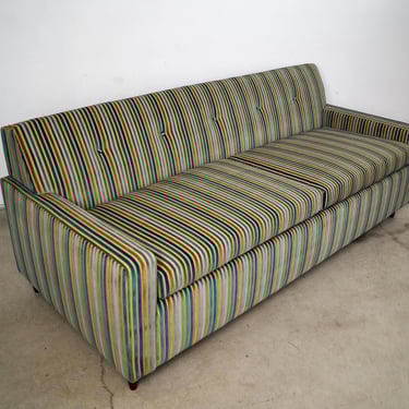 1960’s Mid-Century Modern Velvet Sofa Bed W New Mattress 