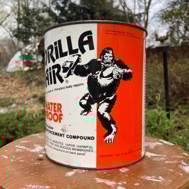 Vintage 1970s GORILLA HAIR 1 Gallon Tin Can King Kong 