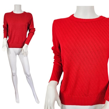 1980s Red Open Weave Pull Over Sweater I Sz Med I Donner Mountain 