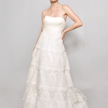 Blumarine Sposa White Lace Ruffled Gown 