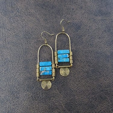 Sediment jasper and gold dangle earrings 