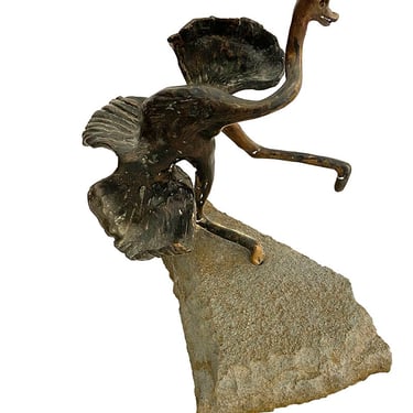 Bronze ostrich sculpture