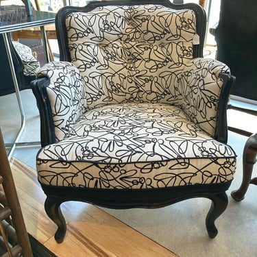 Petite upholstered armchair 28” x 30” x 31” seat height 16.5”