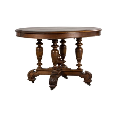 19th Century French Napoleon III Walnut Oval Center Table 