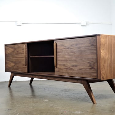 Walnut Media Console - MidCentury Modern - Handmade Credenza - Walnut Media Cabinet - Wooden TV Stand Cabinet - 