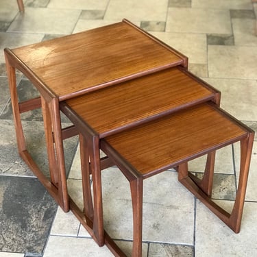 Mid Century Quadrille Teak Set of Three Nesting Tables by GPlan