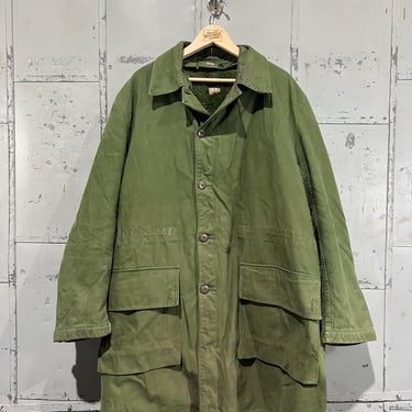 Vintage 1960s swiss Army Overcoat regular size 54 OG7 Military Trench Coat with liner Mens Green 