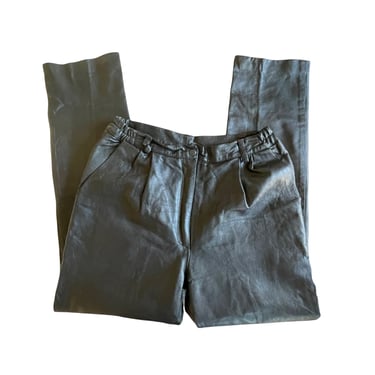 Vintage Donna Lepure Black Leather Pants Pleated, Size 12 