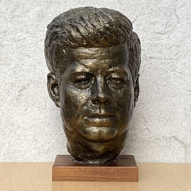 Large Bronze Ceramic Bust of JFK by Austin Productions 1968 