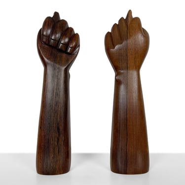 Brazilian Jacaranda Rosewood Hand Sculptures by Jac Arte - a Pair 