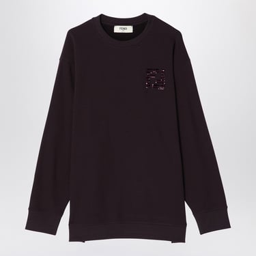 Fendi Aubergine Cotton Crewneck Sweatshirt Women