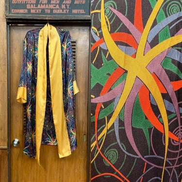 Vintage 1920’s / 1930’s Multi-Color Swirl & Yellow Rayon Sumptuous Robe, Vintage Clothing, Vintage Robes, 1920s Pajamas, 1930s Pajamas 
