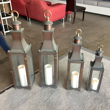 Set of 4 Bevolo Copper Lanterns