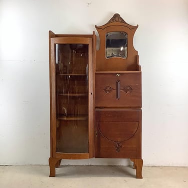 Vintage Side by Side Display Cabinet and Desk 