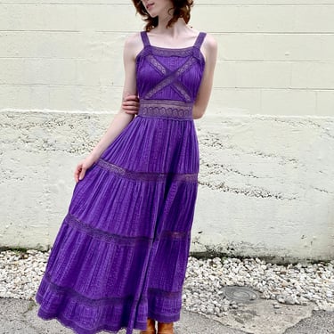 Grape Lace Mexican Maxi Dress