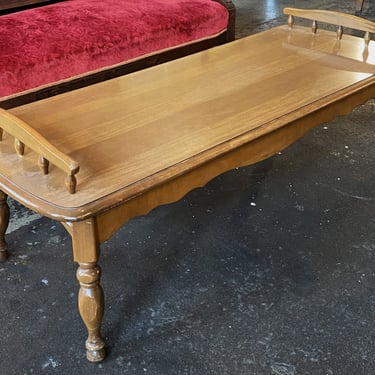 Country Style Coffee Table w End Rails and Drawer