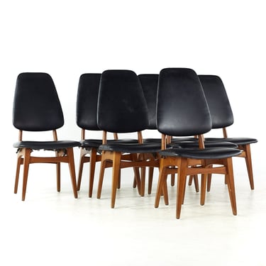 Bruk Sorheim for Sorheim Mill Mid Century Norwegian Teak Dining Chairs - Set of 7 - mcm 