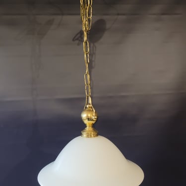 Swag Light with Glass Shade and Brass Fixtures 11"x15.5"