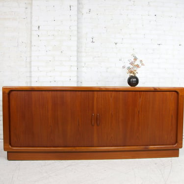 Vintage MCM scandinavian teak credenza with sliding seamless tambour doors by Dyrlund | Free delivery only in NYC and Hudson Valley areas 