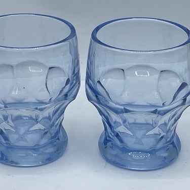 Light Blue Pair of Georgian Honeycomb Juice Whiskey Glass Chip Free- Nice Condition 