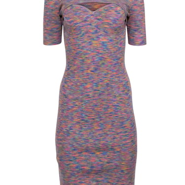 Derek Lam - Blue, Pink, & Orange Rainbow Mix Knit Dress w/ Detachable Shrug Sz S