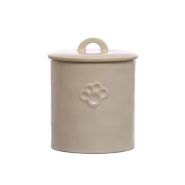 Debossed Stoneware Treat Canister w/ Paw Print