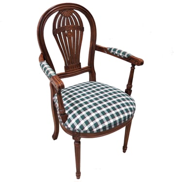 Ethan Allen Hot Air Balloon Upholstered Arm Chair - French Louis XVI Style Accent Chair 