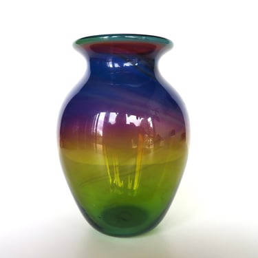 Vintage James Kingwell Signed Numbered Blown Glass Art Vase, Ice Fire Studio Pacific Coast Blown Glass Sculpture 