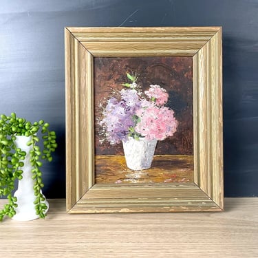 Hydrangea in a vase vintage painting - palette knife painting 