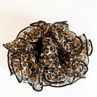80s/90s Chiffon Leopard Bow Print Claw Hair Clip 