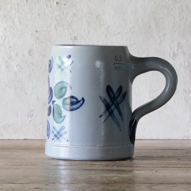 Cobalt Blue Schilz Salt Glaze Mug, Handcrafted 0.5l Pottery Stein, Vintage Cup 