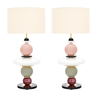 Pink and Black Murano Glass Lamps