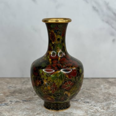 Colorful Mid-Century Chinese Cloisonne Artisan Crafted Vase for Home Decor 