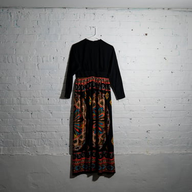 Vintage 70s Boho Print Long Sleeve Vintage Dress by Raymode NY — Size Vintage 8 
