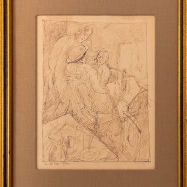 George Grosz "In der Loge" Pen and Ink on Paper