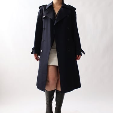 Vintage Midnight Wool Belted Trench